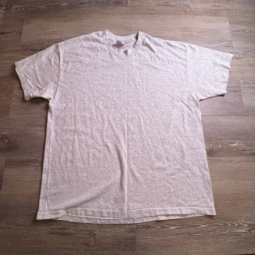 Hanes T-Shirt Mens XL Gray Heavyweight 50/50 Blank Vintage USA Made AV29